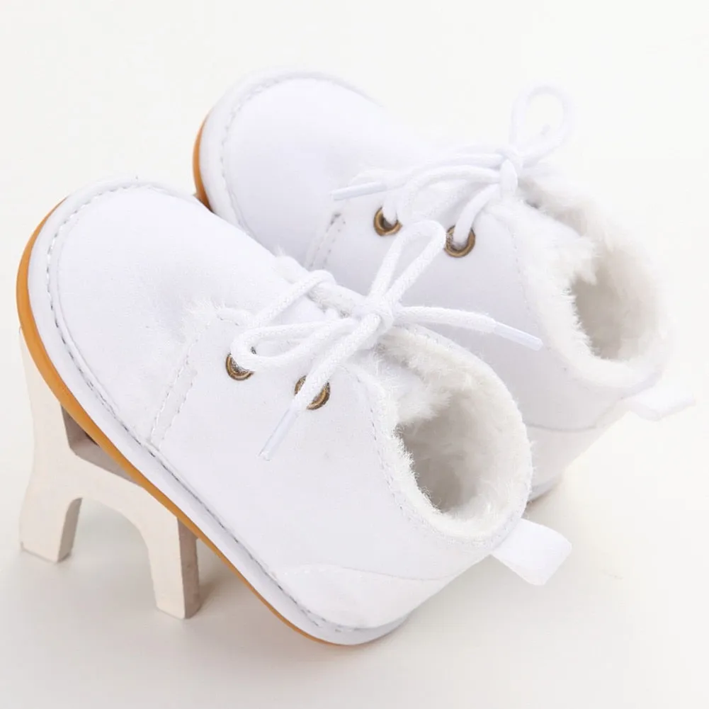 Soft Sneaker Boots Baby Boy Girl Warm Fur Crib Shoes, 0-18M