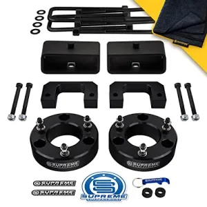 Supreme Suspensions - 3.5" Front   2" Rear Full Suspension Lift Kit for 2007-2019 Chevrolet Silverado & GMC Sierra 1500 2WD 4WD (Black) - Microfiber Towel Included