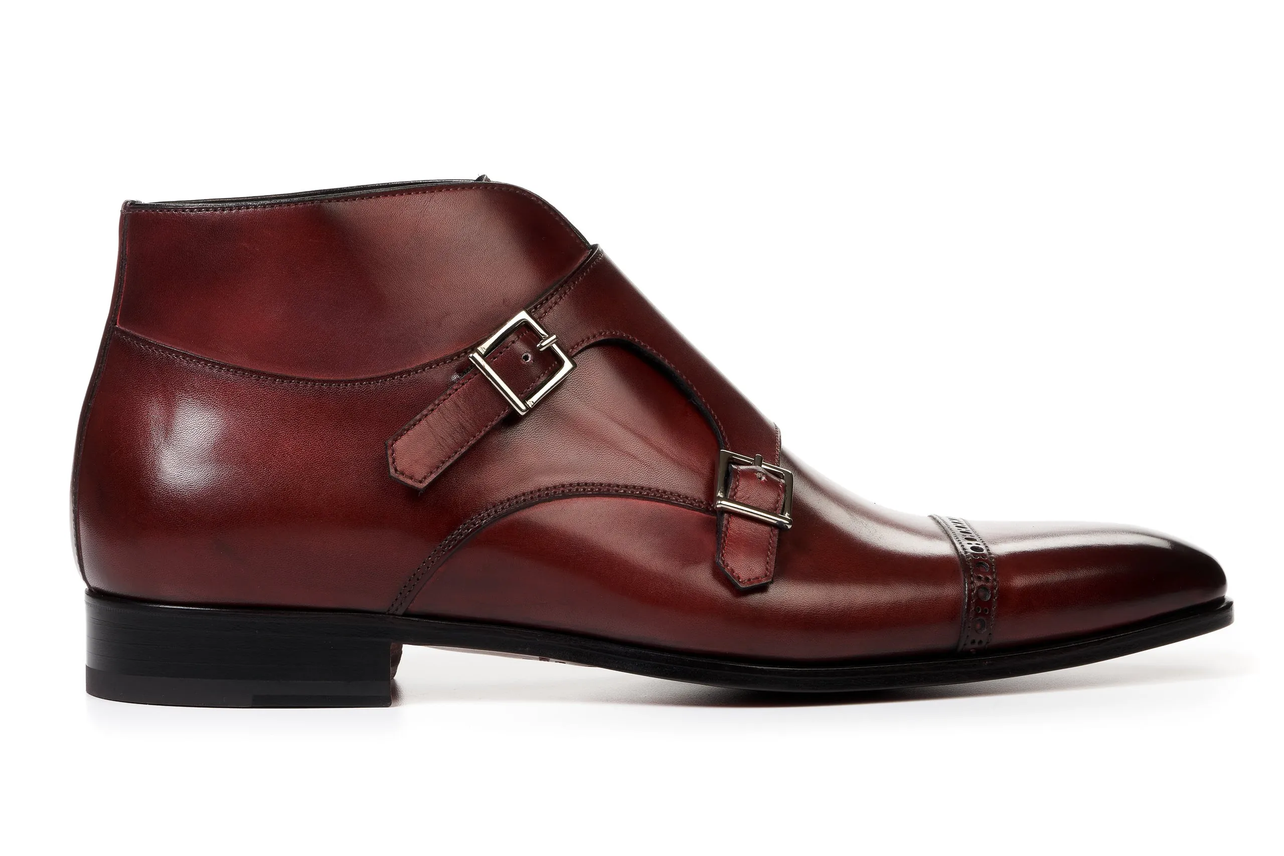 The Heston Double Monk Strap Boot - Oxblood