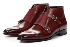 The Heston Double Monk Strap Boot - Oxblood