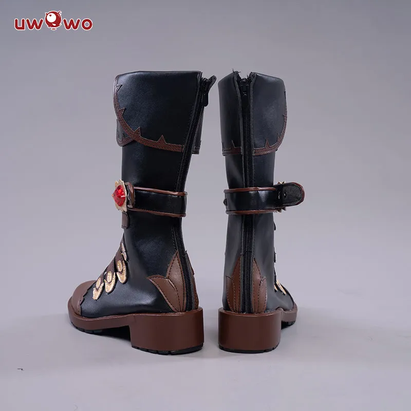 Uwowo Game Genshin Impact Cosplay Diluc The Dark Side of Dawn Darknight Hero Cosplay Shoes