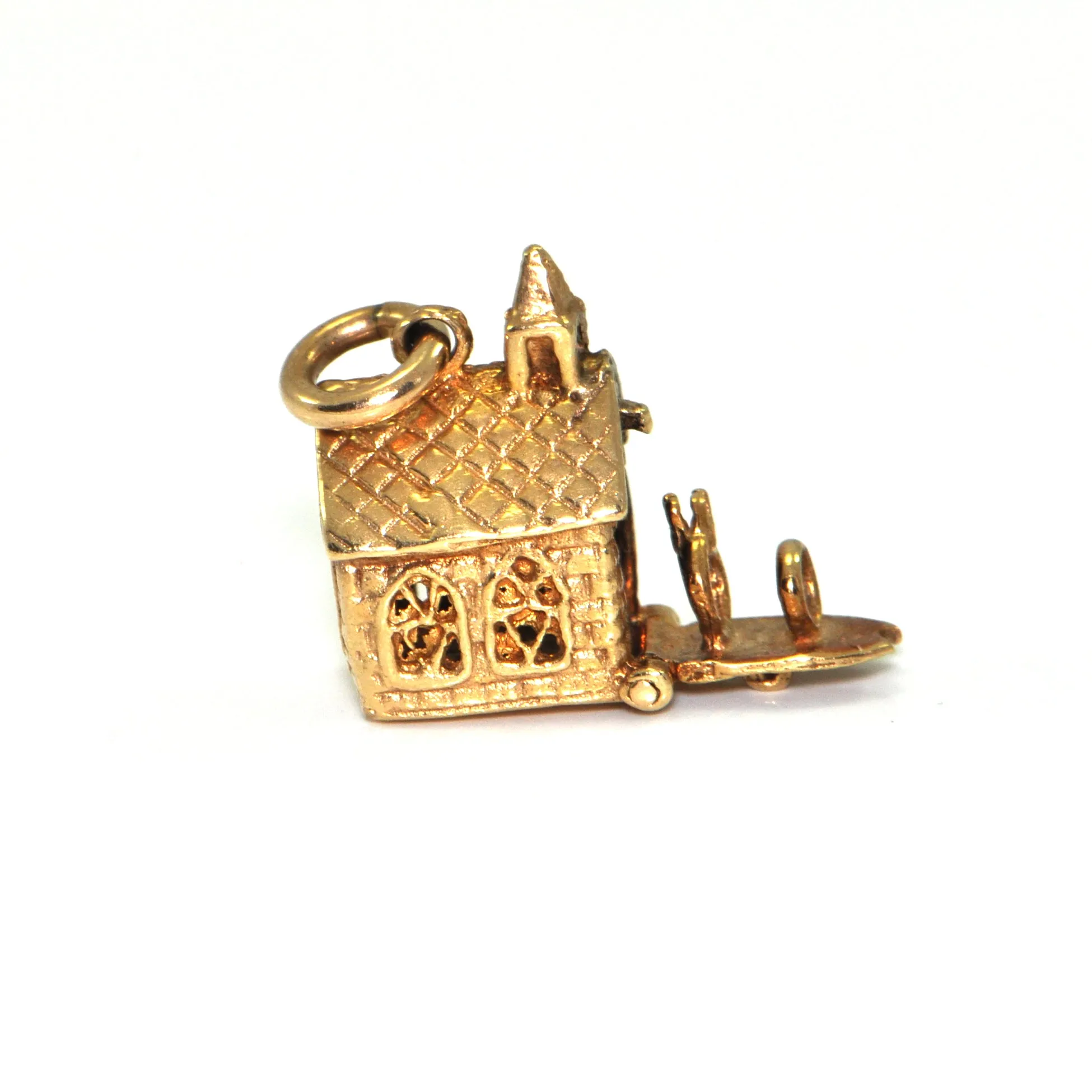 Vintage 10K Yellow Gold Church Charm