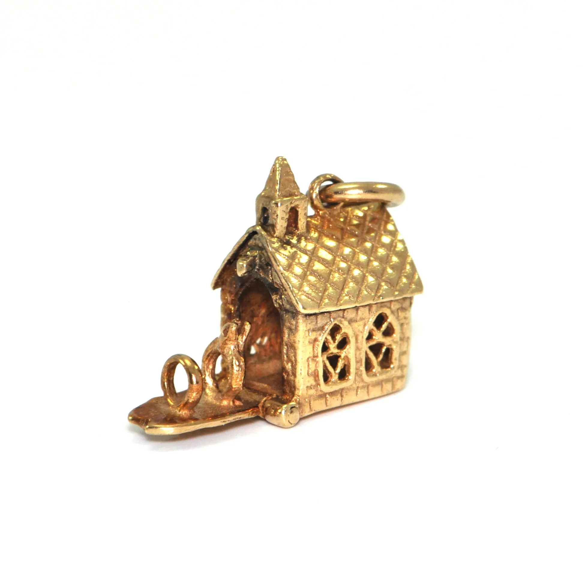 Vintage 10K Yellow Gold Church Charm