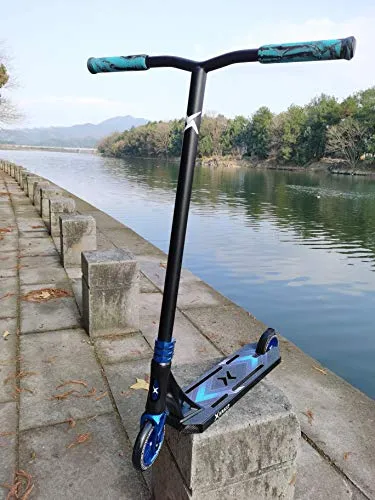 XSKIP Pro Scooter Trick Scooters for Teens, Kids and Adults, with 120mm Aluminum Core Wheels, Total Height 36" Sky